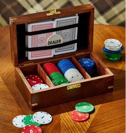 Poker Set in Hand-Crafted Wooden Box