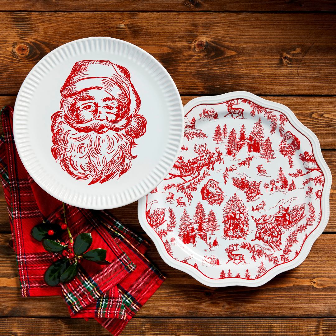 Santa & Toile Platter Set