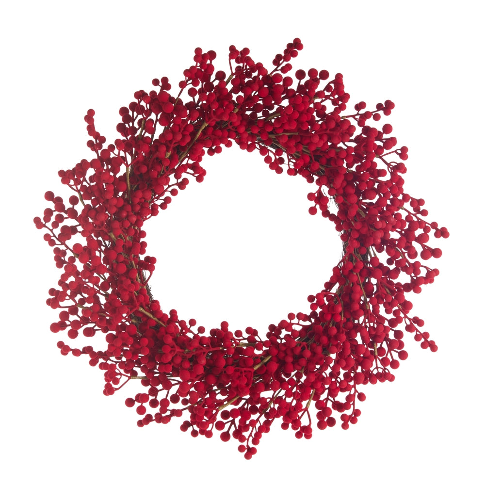 Flocked Red Berry Wreath