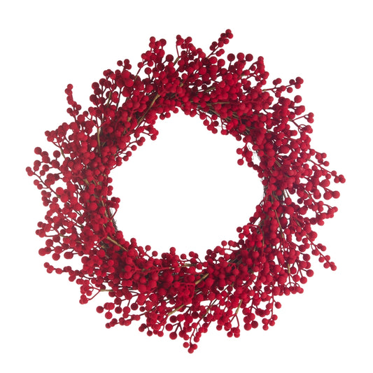 Flocked Red Berry Wreath
