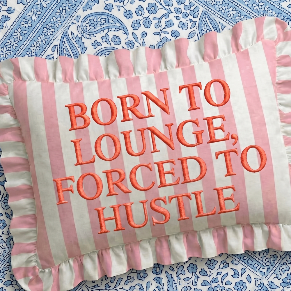 "Lounge" Ruffled Embroidered Pillow
