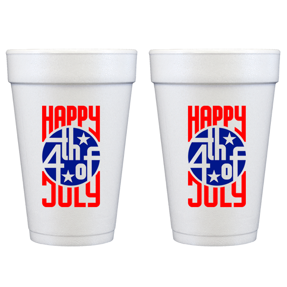 Happy 4th July Retro Foam Cup (10 ct)