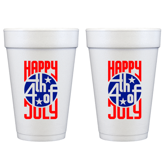 Happy 4th July Retro Foam Cup (10 ct)