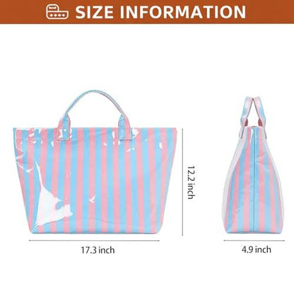 Striped PVC Tote Bag