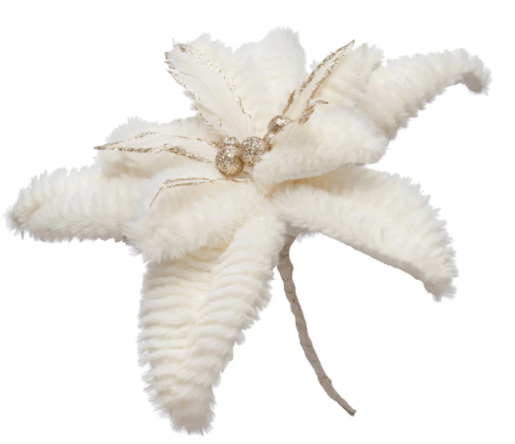 12'' Faux Fur Poinsettia Ornament