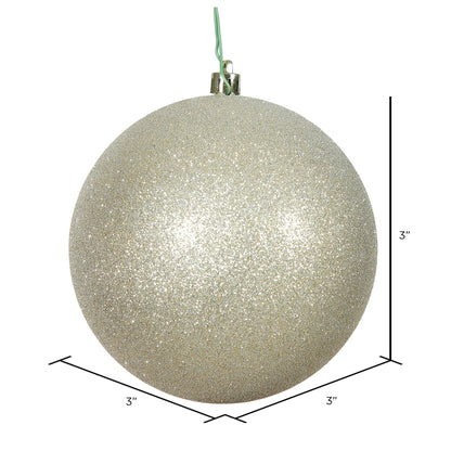 3" Champagne Glitter Ball Ornament