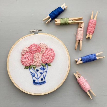 Embroidery Kit - Pink Dahlias