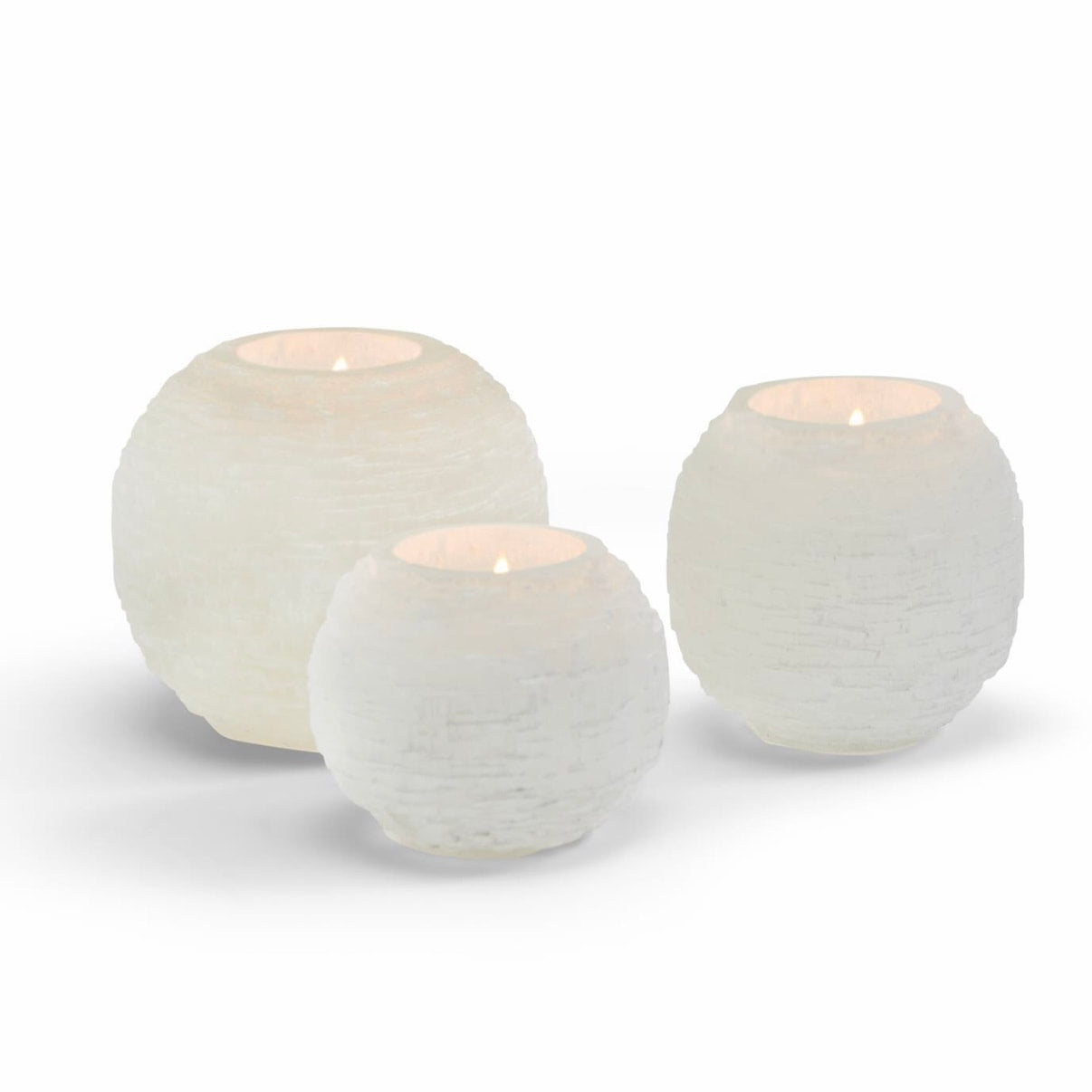 Selenite Sphere Candle Holder - Large