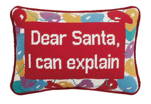 Dear Santa Embroidered Needlepoint Pillow