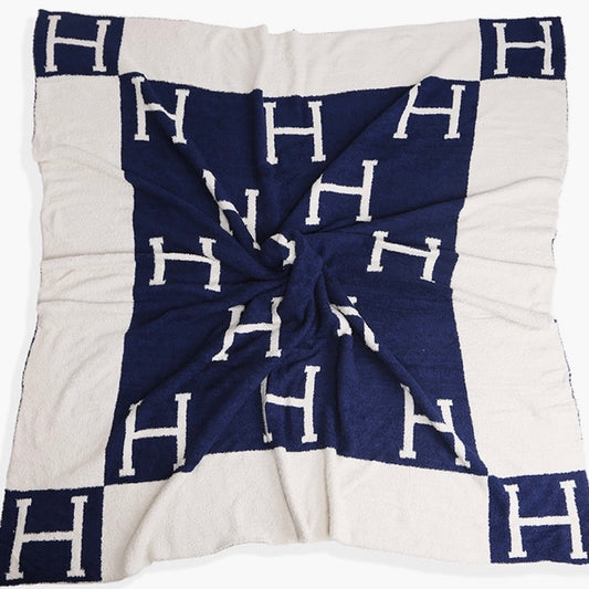 Navy H Pattern Throw