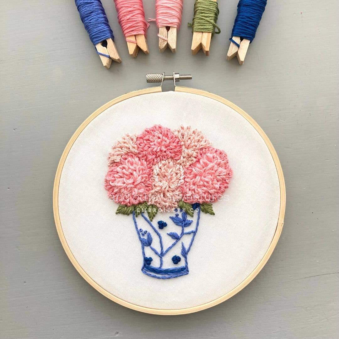 Embroidery Kit - Pink Dahlias