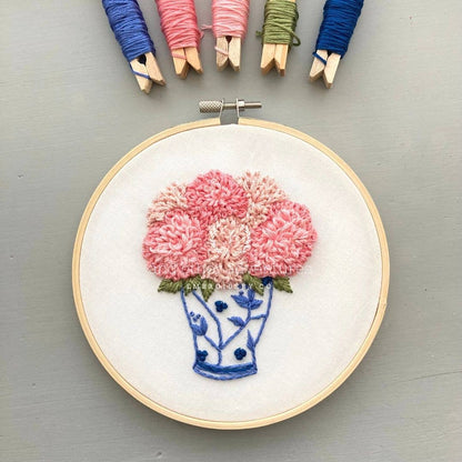 Embroidery Kit - Pink Dahlias