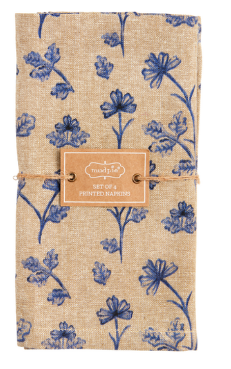 Blue Floral Cloth Napkin Set