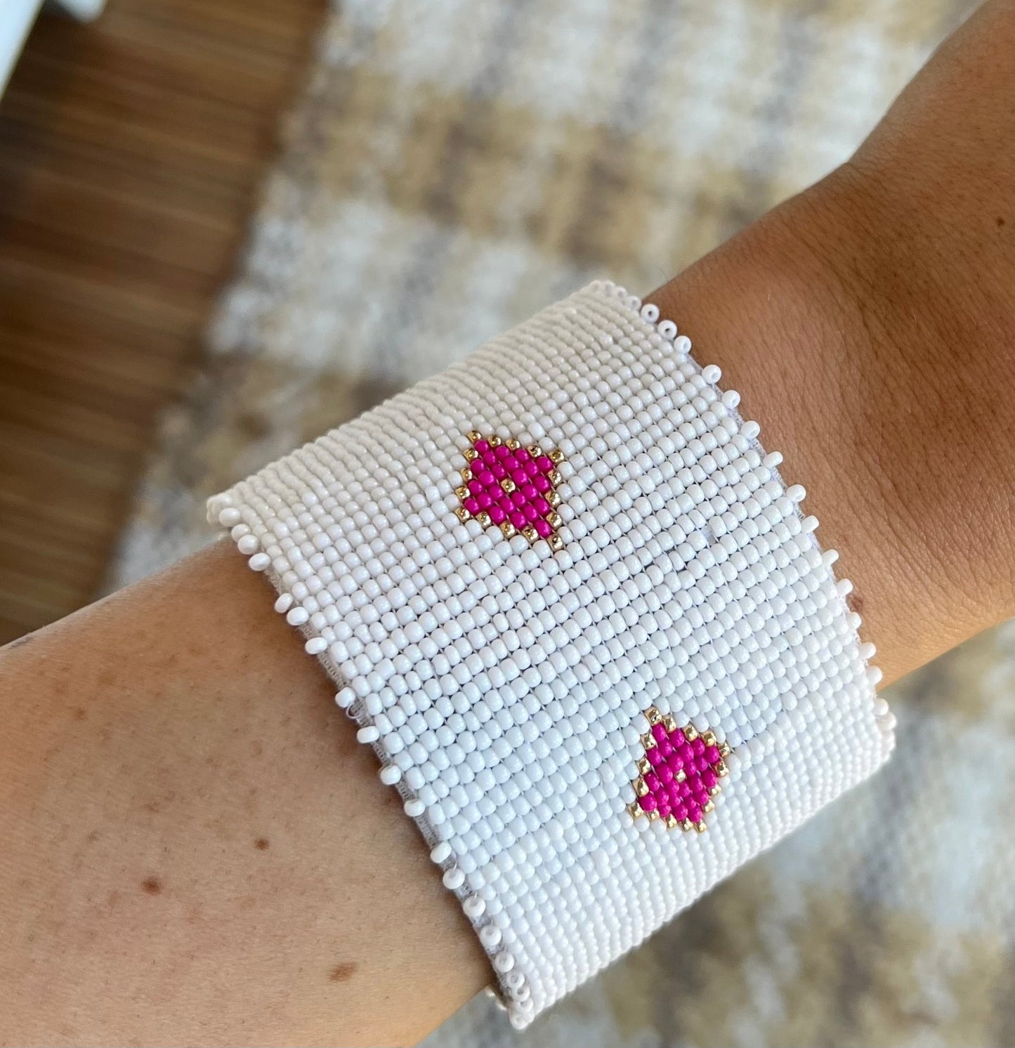 Palm Pink Beaded Cuff