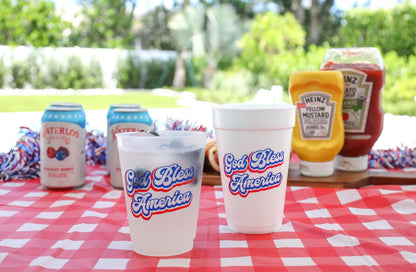 God Bless America Script Foam Cup (10 Pack)