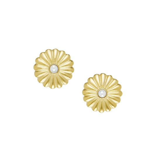 Gold  Concho w/Freshwater Pearl Earrings