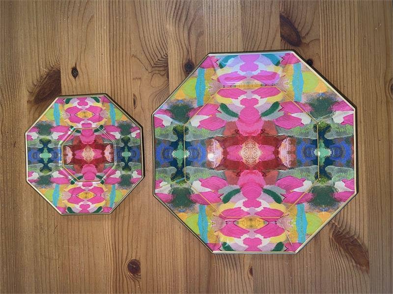 Cabana Pink Decoupage Glass Plate