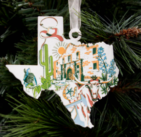 Galvanized Texas Love Ornament