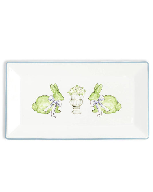 Francesca Bunny Rectangle Platter   White/Multi    12x6.5