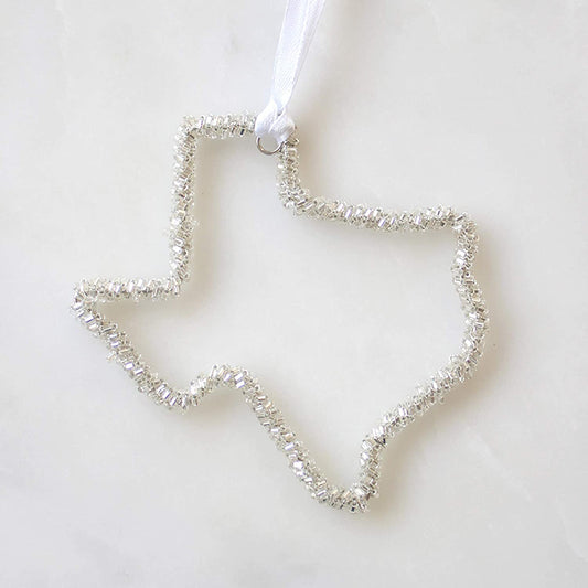 Texas Beaded Ornament Silver