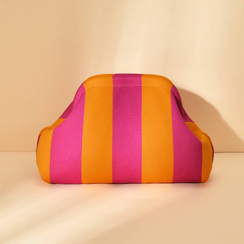 Stripe Design Clutch Bag