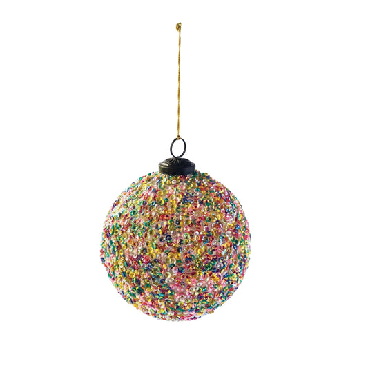 4" Glass Ball Ornament w/Sequins