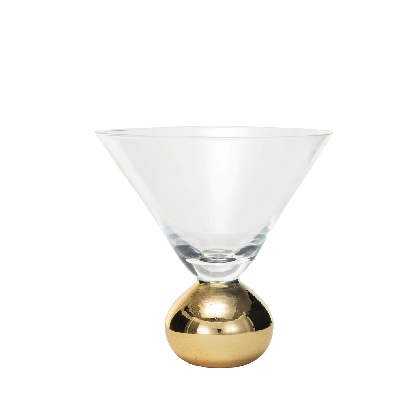 12 oz. Martini Glass With Gold Electroplated Ball Stem