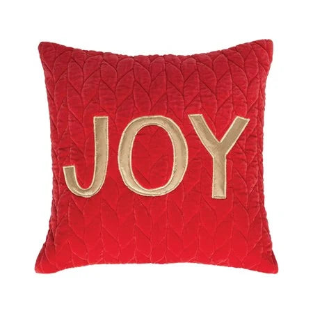 Joy 18" Square Woven Cotton Velvet Quilted Pillow